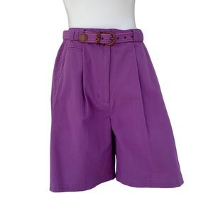 Vintage Karen Scott Purple High Waisted Mom Shorts with Matching Belt
